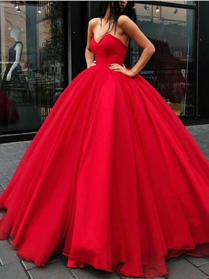 Gorgeous Red A Line Strapless Long Prom ...